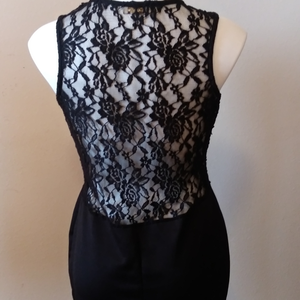 Black lace dress on waist and back